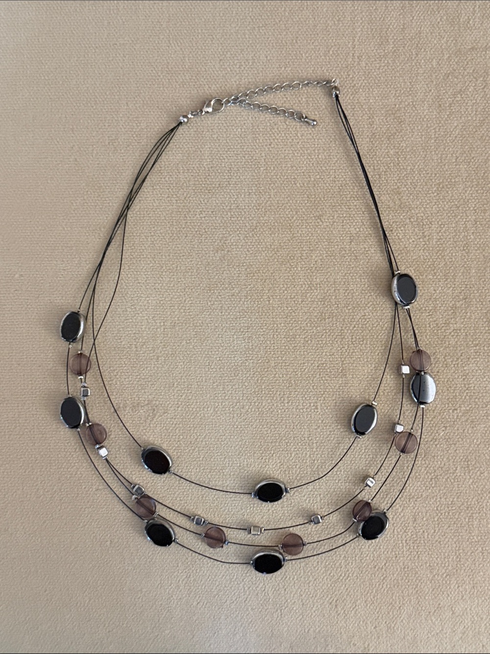 Multi-Strand Black and Brown Bead Statement Necklace